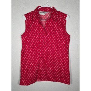 On the Verge Sleeveless Button Down Bandana Red Made in USA Medium